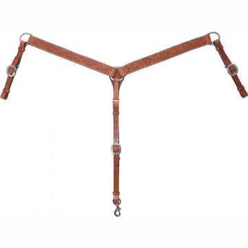 Circle Y Straight Floral Tooled Breast Collar